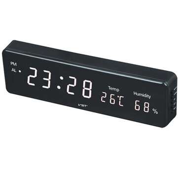 Bakeey Thermometer and Hygrometer Alarm Clock Digital LED Wall Clock For Smart Home (COLOR.: WHITE)