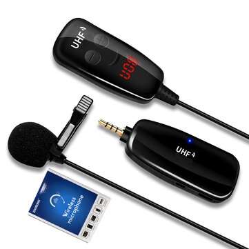 Bakeey V30U UHF Wireless Lavalier Microphone Mini Portable Lapel Collar Clip-on M... (COLOR.: BLACK)