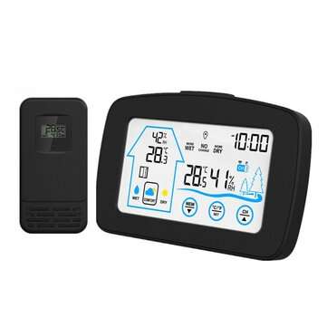 Bakeey Wireless Weather Station Touch Screen Thermometer Hygrometer Calendar Alar... (COLOR.: BLACK)