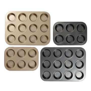 Baking Tools Non-Stick Mini Cheesecake Cupcake Baking Tin Pan Tray C... (TYPE: TYPEA | COLOR: BLACK)