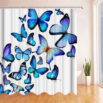 Bathroom Shower Curtain Decor Set Butterfly Design 3-in-1 Mat Kit ... (TYPE: 180X180CMSHOWERCURTAIN)