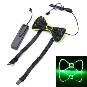 Battery Powered LED Light Up EL Mens Bow Tie Necktie for Halloween Wedding Party ... (COLOR.: GREEN)