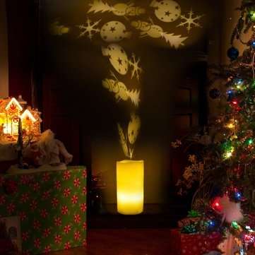 Battery Powered Christmas Snowflake LED Candle Light Flameless Proje... (PATTERN: CHRISTMASSNOWMAN)