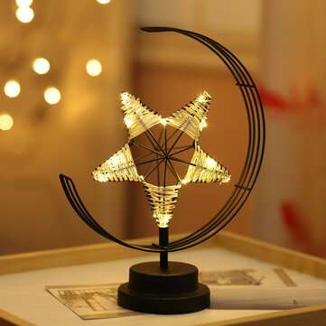 Battery/USB Powered Warm Light Black/Pink Star Moon Night Light D... (TYPE: USBPOWER | COLOR: BLACK)