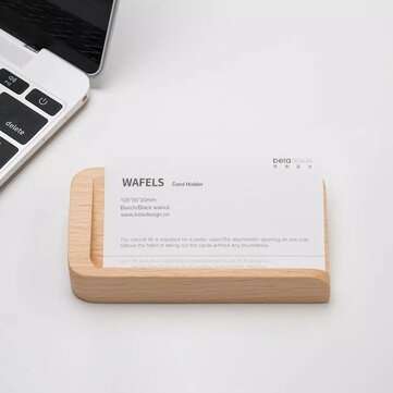 betaDESIGN Creative Wooden Waffles Shaped Business Card Holder Office Desktop Disp... (COLOR.: WOOD)