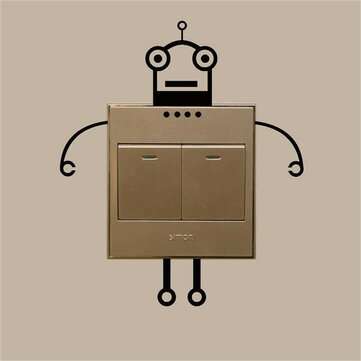 Black Robot Switch Sticker Living Room Bedroom Wall Poster Home Decor