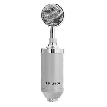 BM-3000 Studio Recording Condenser Microphone Metal Shock Mount for ASMR (COLOR.: SILVER)