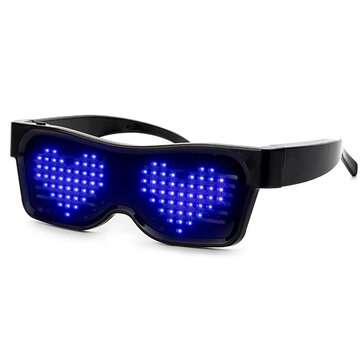 Bluetooth Programmable Text USB Charging LED Display Glasses Dedicated Nightclub DJ ... (COLOR: RED)
