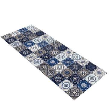 Bohemian Style Polyester Fiber Blue Floor Mat Slip Resistance Carpet ... (TYPE: 60X180CMFOLDEDGOODS)