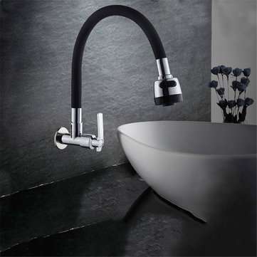 BOiROO Bathroom Basin Sink Faucet 360 Degree Rotatable Spout Single Handle Single Cold Tap Wall Moun