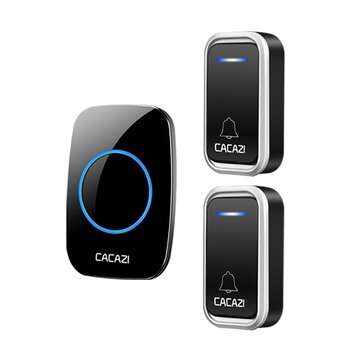 CACAZI A10F Waterproof Wireless Doorbell 300M Remote Door Bell ... (ADAPTOR: USPLUG | COLOR.: BLACK)