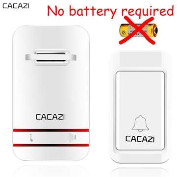 CACAZI Wireless Doorbell No Battery Need Waterproof Doorbell Cordless Remote AC... (ADAPTOR: USPLUG)