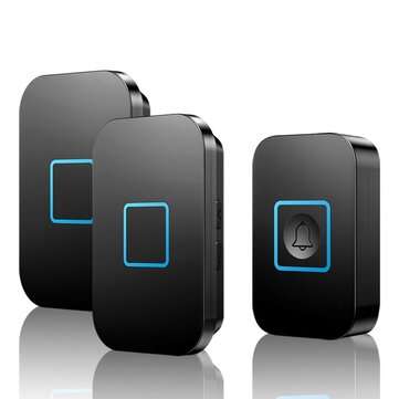 CACAZI A88 Wireless Waterproof Doorbell LED Light 300M Remote 1... (ADAPTOR: UKPLUG | COLOR.: BLACK)