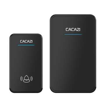 CACAZI Long Range Wireless Doorbell DC Battery Operated 300M Remote Door Bell 48 ... (COLOR.: BLACK)