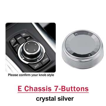Car Multimedia Button Knob Cover For BMW E Chassis 7-Buttons (COLOR.: SILVER)