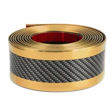 Car Stickers Carbon Fiber Blue Rubber Door Sill Protector Edge Guard Strip 5CM*3M (COLOR1: GOLD)