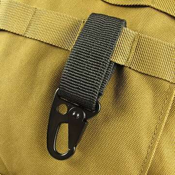 Carabiner Hook Webbing Buckle Nylon Molle Belt Hanging Key Ring Outdoor Tool (COLOR.: BLACK)