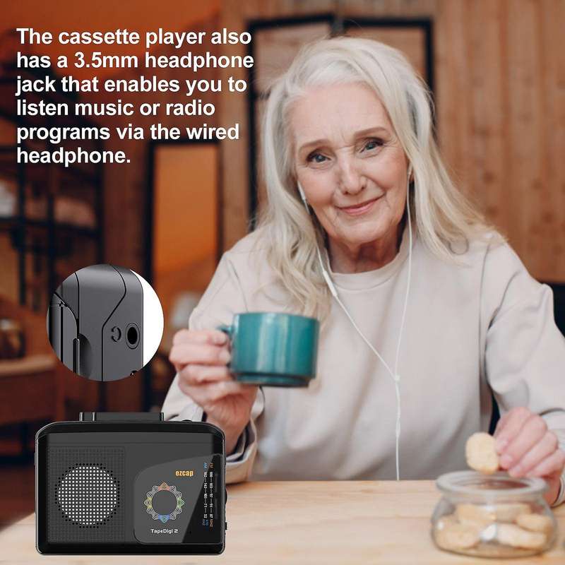 Ezcap 246 TapeDigi 2 Portable USB Cassette Tape Converter Player Support AM / FM Radio