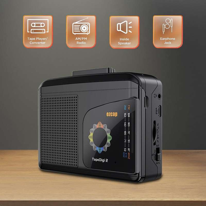 Ezcap 246 TapeDigi 2 Portable USB Cassette Tape Converter Player Support AM / FM Radio