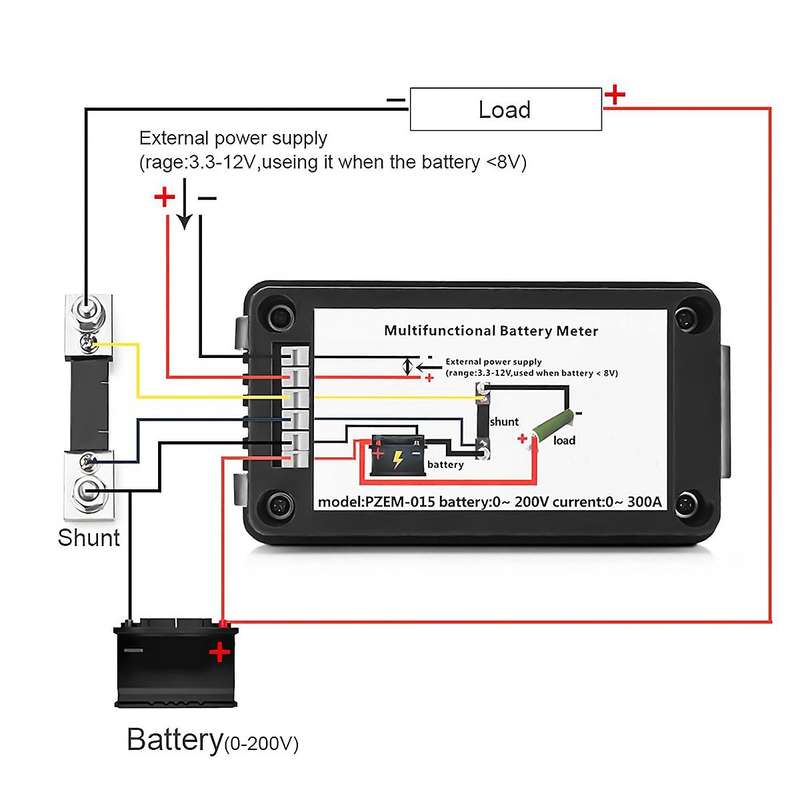 DC 0-200V Voltage Current Battery Tester, Specification: PZEM-015 with 50A Shunt