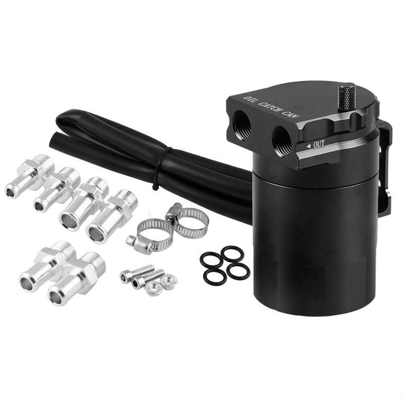 Universal Racing Aluminum Alloy Oil Catch Can Oil Tank Breather Tank, Capacity: 300ML (Black)