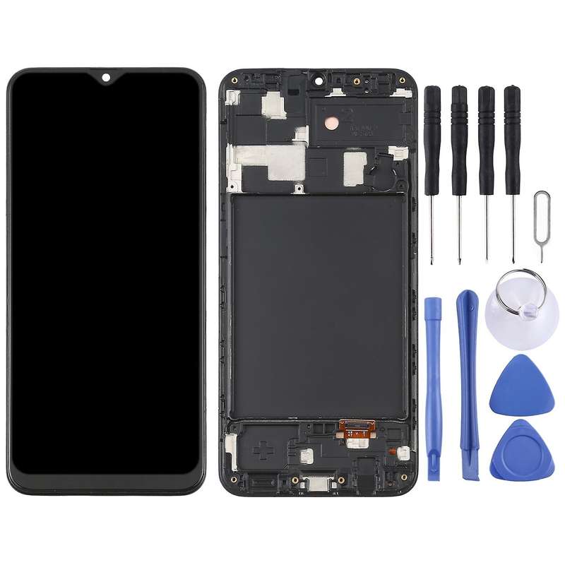 OLED LCD Screen for Samsung Galaxy A20 SM-A205 Digitizer Full Assembly with Frame (Black)