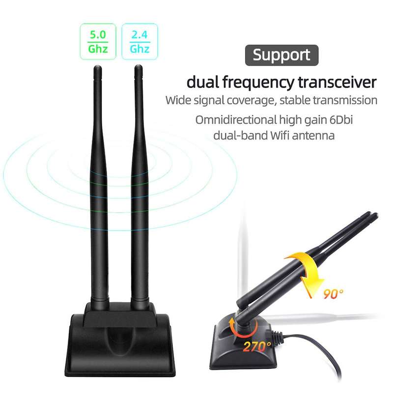 2.4GHz 5GHz 6DBI Magnetic Suction WiFi Antenna PCI-E WiFi Network Card