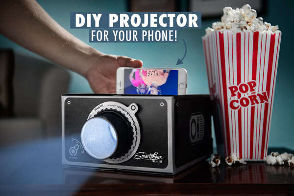 Smartphone projector with popcorn