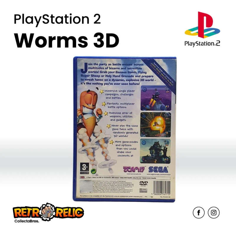 PlayStation Two  Worms 3D PS2 Videogame - Pre-Owned