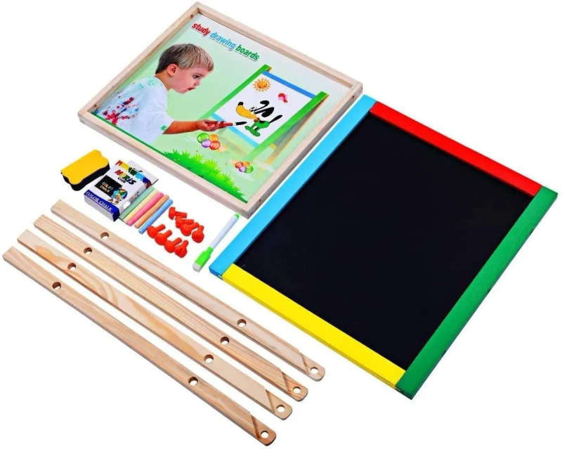 Kids Children Wooden 2 in 1 Blackboard and Whiteboard