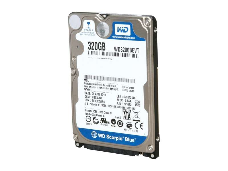 Western Digital Scorpio Blue  320GB 5400 RPM 8MB Cache SATA 3.0Gb/s 2.5" Internal Notebook HD
