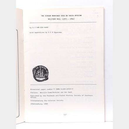 The Censor Markings Used In South African Military Mail (1935 - 1986)