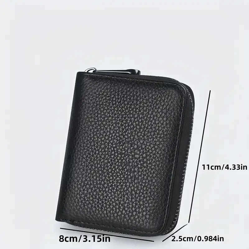 1pc Men's PU Leather Casual Card Holder Zipper Coin Purse