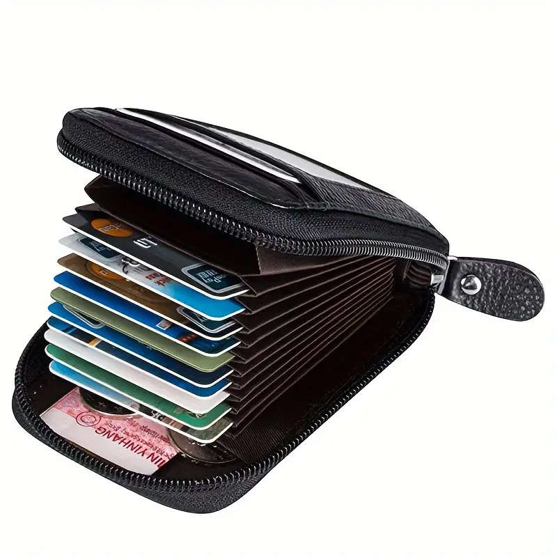 1pc Men's PU Leather Casual Card Holder Zipper Coin Purse