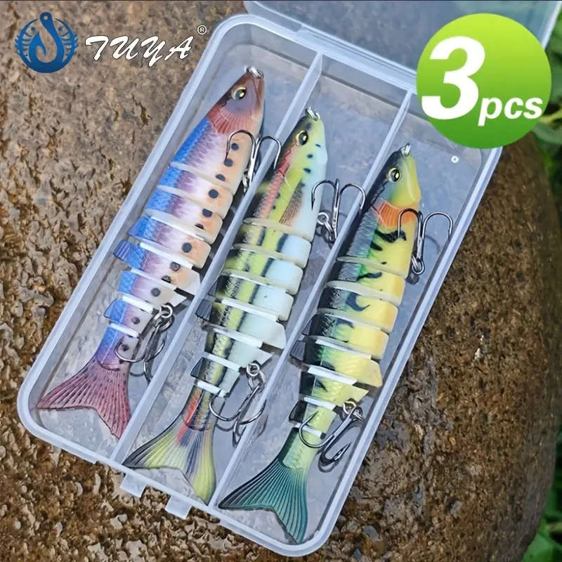 3pcs LureMaster Multi-Joint Fishing Lures Set ABS Hard Bait with UV Reflective Coating Assorted