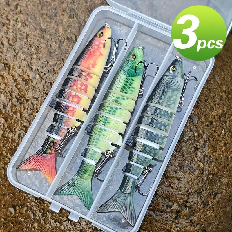 3pcs LureMaster Multi-Joint Fishing Lures Set ABS Hard Bait with UV Reflective Coating Assorted