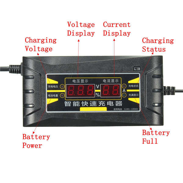 12V 6A Smart Fast Battery Charger For Car Motorcycle LCD Display