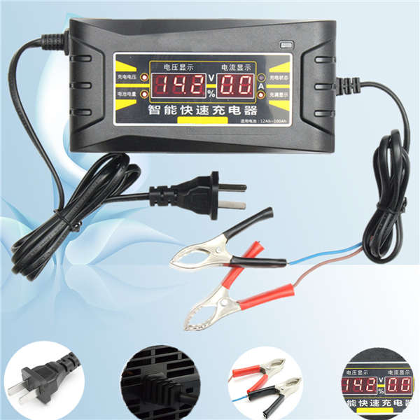 12V 6A Smart Fast Battery Charger For Car Motorcycle LCD Display