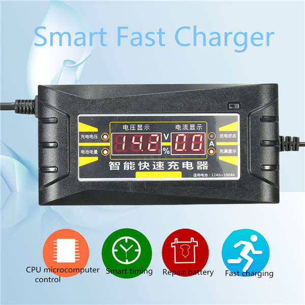 12V 6A Smart Fast Battery Charger For Car Motorcycle LCD Display