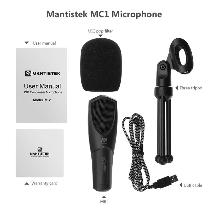 Mantistek® MC1 Omni-Directional Double Condenser Microphone for Recording Youtube Interview Video