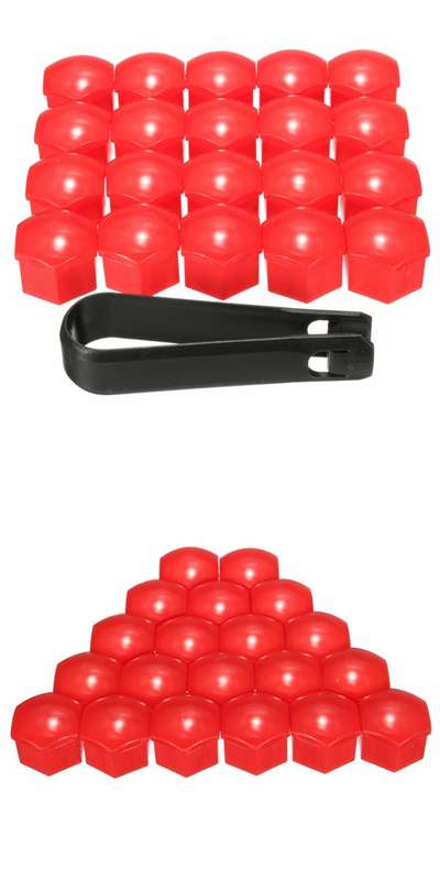 20pcs 17mm Wheel Nut Covers Bolt Caps Romoval Tool Key ABS Plastic for Audi