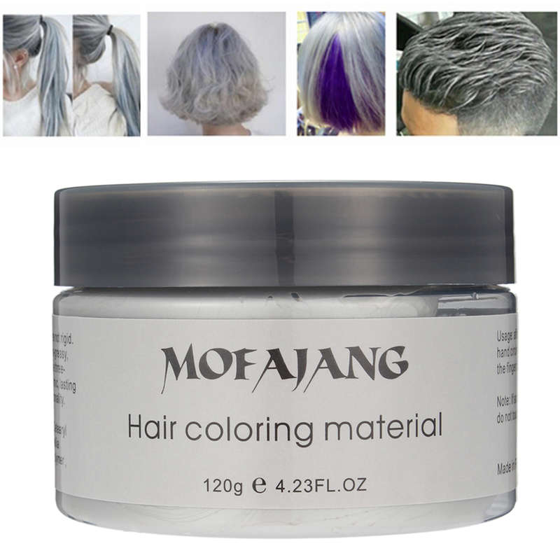 Natural Silver Ash Grandma Grey Hairstyle Wax Disposable Dye Coloring Mud Cream Hair Pomade
