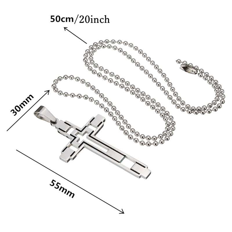 Silver Cross Pendant Chain Unisex Charm Stainless Steel Necklace