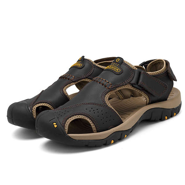 Men Anti Collision Toe Comfy Casual Leather Sandals
