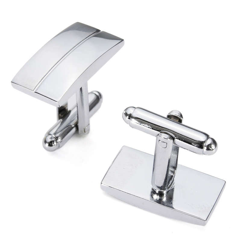 Men Male Silver Rectangle Cufflinks Wedding Gift Suit  Shirt Accessories