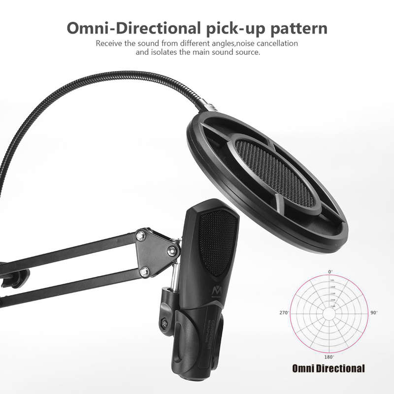 Mantistek® MC1 Omni-Directional Double Condenser Microphone for Recording Youtube Interview Video