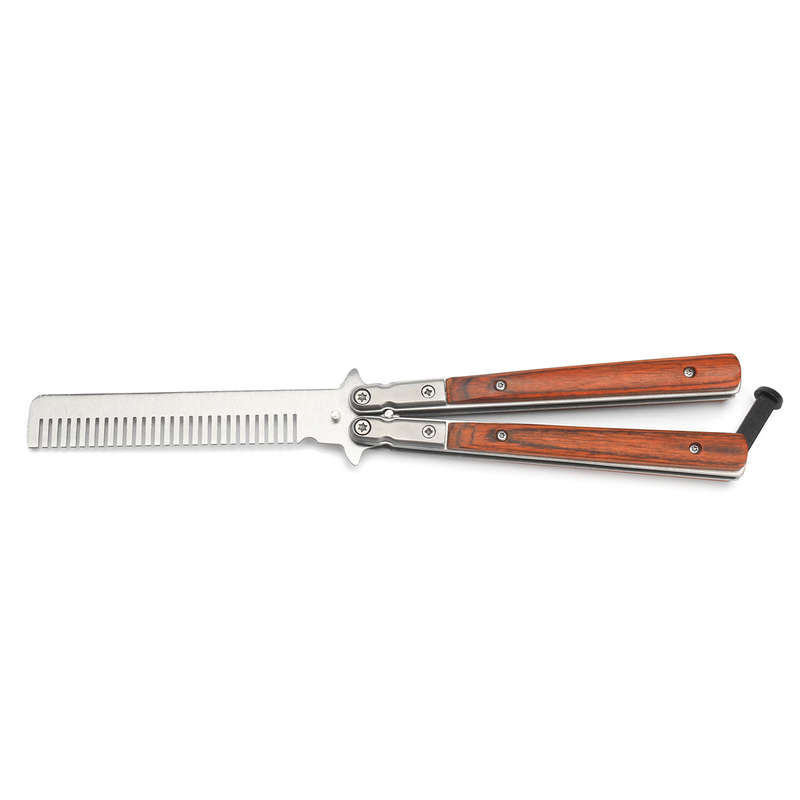 Butterfly Knife Trainning Practice Unsharpened Metal Blade Comb Style Trainer Tool
