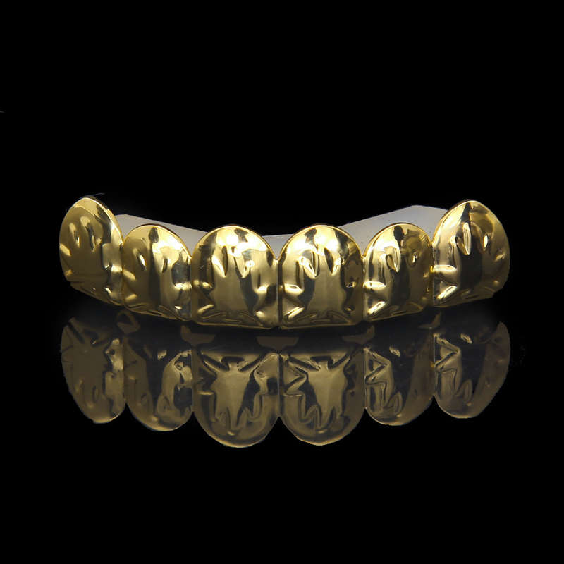 Gold Plated Teeth Maple Leaf Top & Bottom Mouth Grillz Caps Set