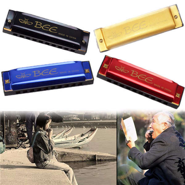 BEE 10 Holes 40 Tone C Key Harmonica Mouth Organ Musical Instrument Gift Toy 