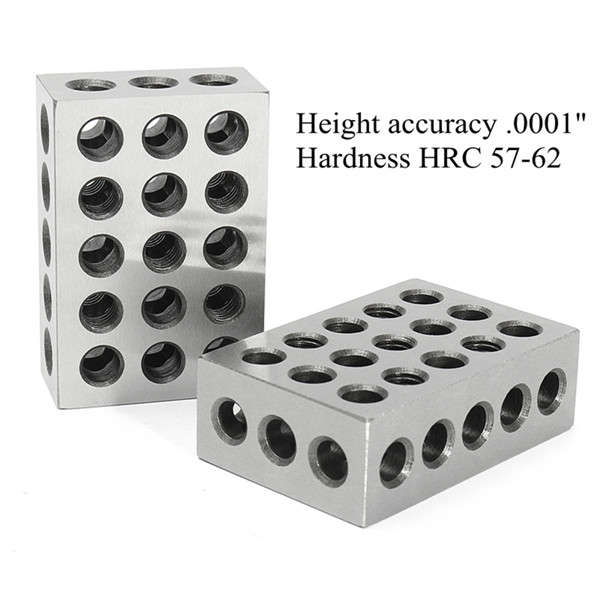 2pcs 1x2x3 Inch Blocks 23 Holes Parallel Clamping Block Milling Tool Precision 0.0001 Inch